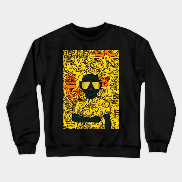 Unique MaleMask Digital Collectible "Nomad" with BasicEye Color and DarkSkin on TeePublic Crewneck Sweatshirt by Hashed Art